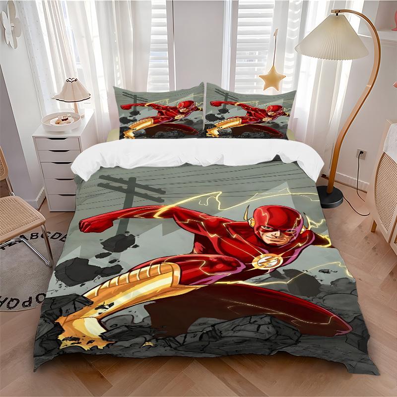 3pcs Flash Superhero Cover Set,Soft Comfortable Duvet Cover,Guest Room (1*Duvet Cover + 2*Pillowcases, Without Core) Yy251024086