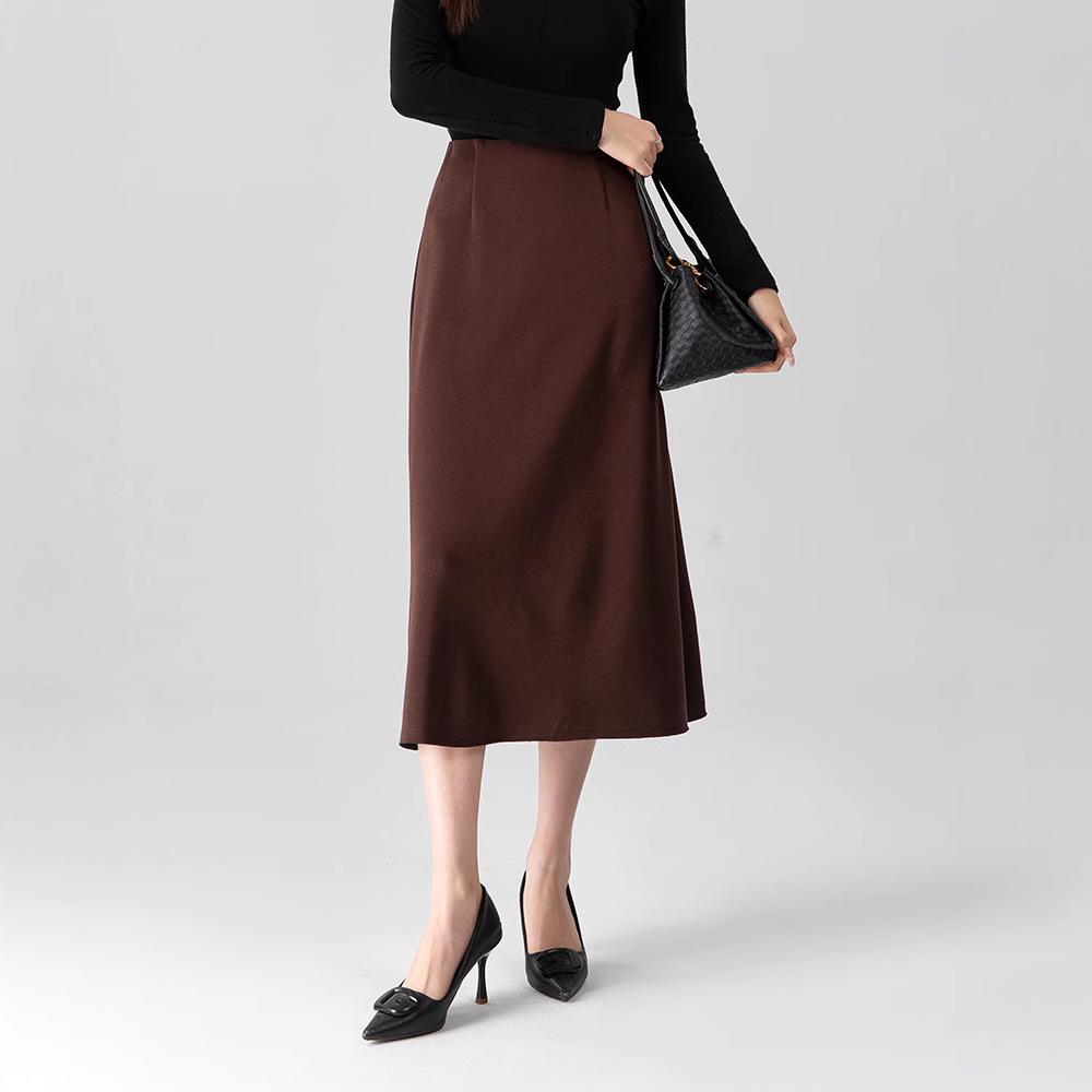 

Tencel Wool Blend High Waist A-Line Midi Skirt Extra Large чорний