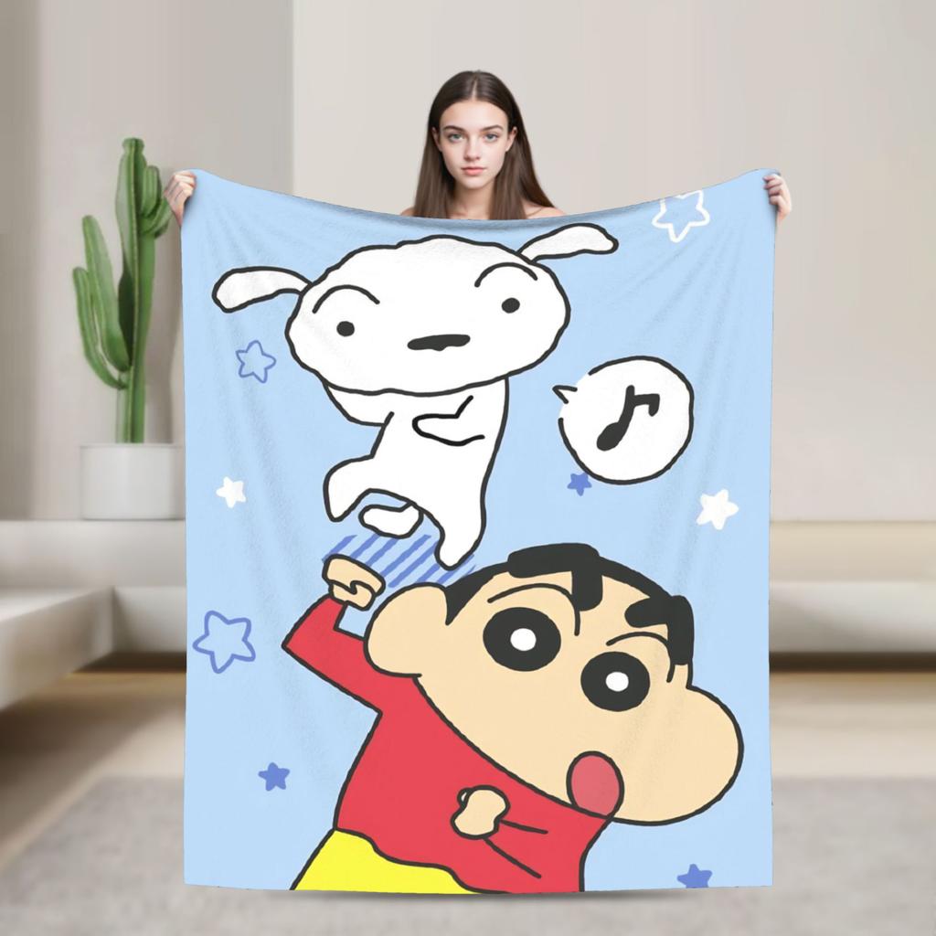 Shinchans Sleep Cartoon Blanket Cover Coral Fleece Plush Super Soft Throw Blankets For Outdoor Travel Bedroom Quilt
