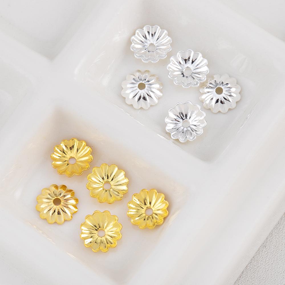 10/15/20/50/100pcs 18K Gold Plated Wave Flower Bead Caps Bracelet Necklace Crafts Round Bead Cap DIY Jewelry Making Accessories