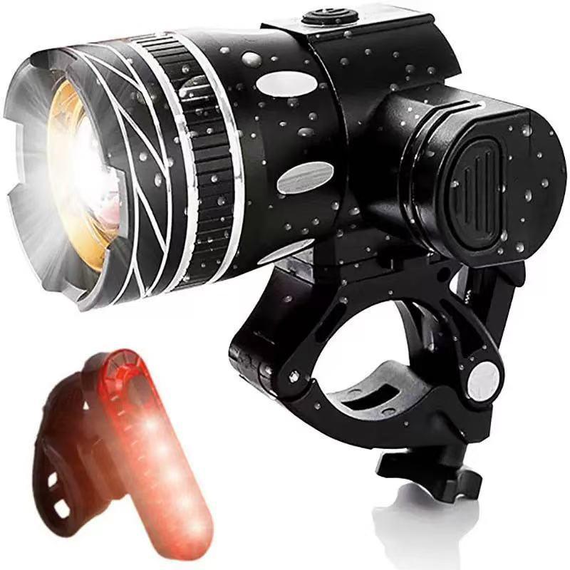 USB Rechargeable Mountain Bike Front Light - Rainproof Night Riding Accessory