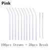 100Pcs Reusable Drinking Glass Straws 18cmx8 mm For Smoothies, Tea, Juice --10 Pack With 20Pcs Cleaning Brushs