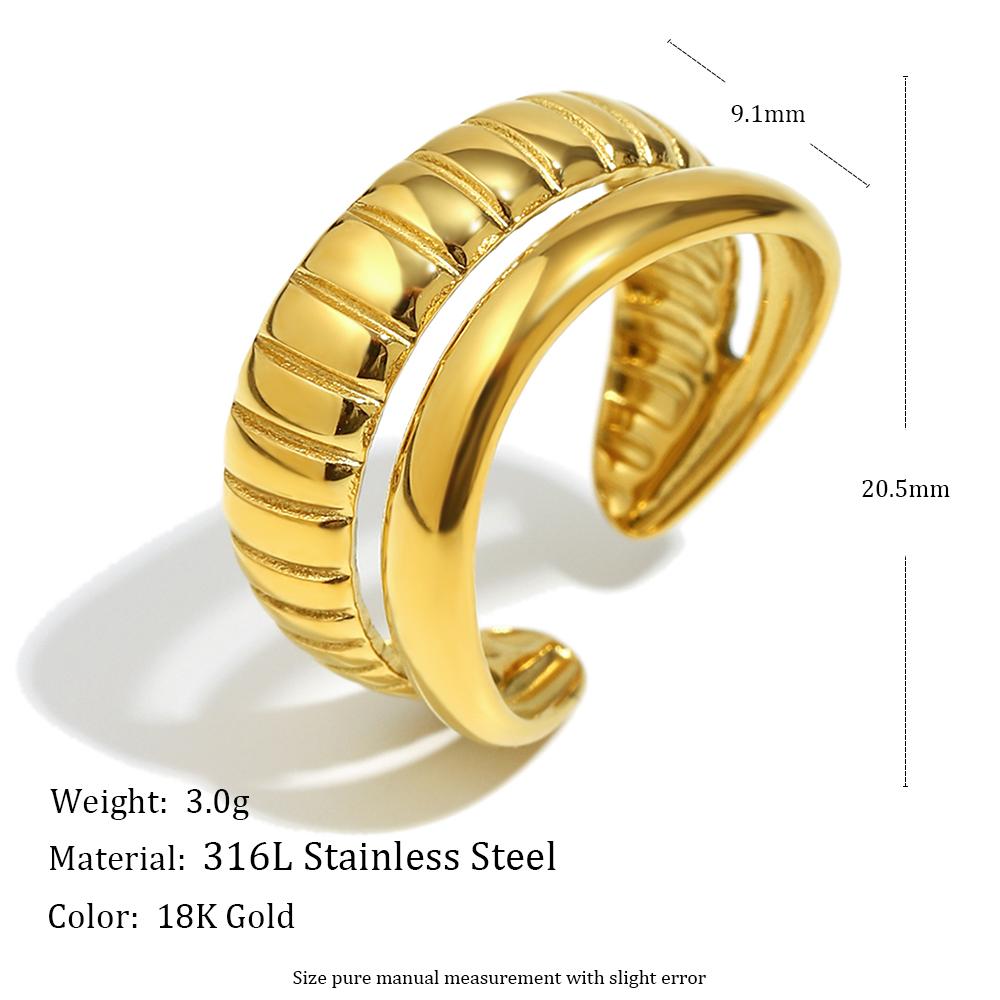 

MamacitaSlay Creative 316L Stainless Steel Flower Starfish Open Ring 18K Gold Plated Waterproof Jewelry For Women Everyday Wear resizable
