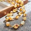 Vintage High Quality Maillard Style Natural Citrine Gypsophila Clavicle Chain Necklace