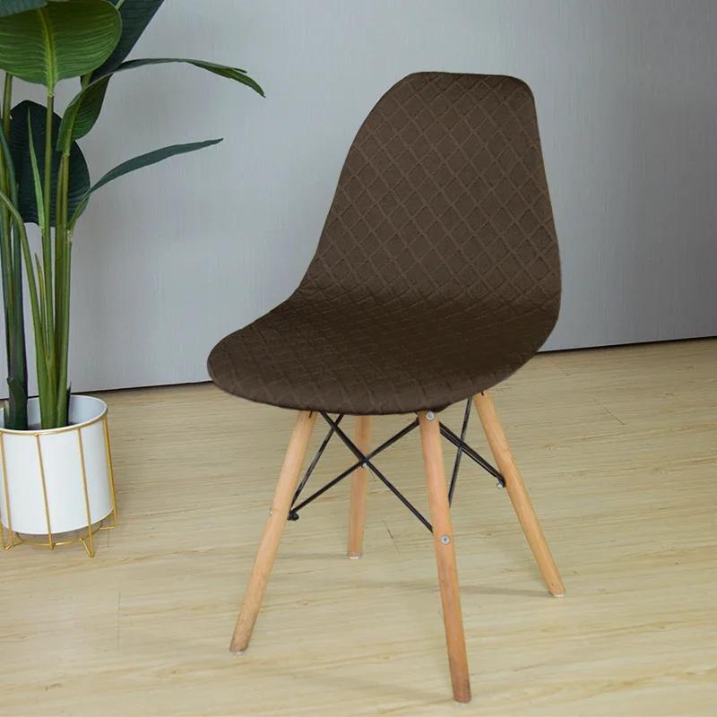 Luxury Elastic Shell Chair Cover Stretch Dining Room Scandinavian Chair Cover Adjustable Seat Cover Jacquard Slipcover Removable