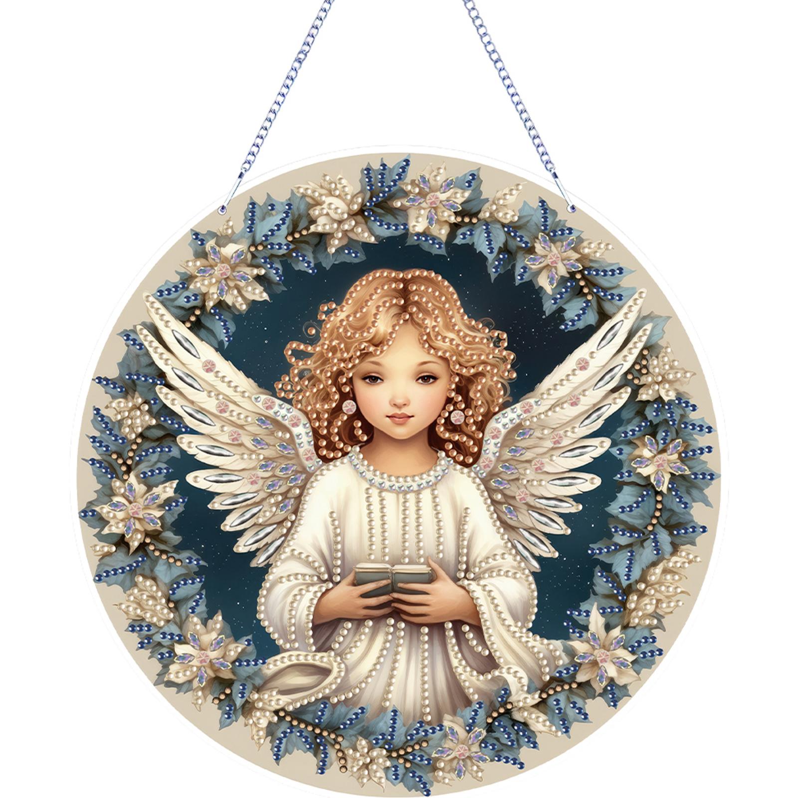 

Angel Girl Theme 2D Flat DIY Hanging Diamond Art Kits Special Shape Rhinestone Diamond Art Window Pendants Diamond Art Pendant