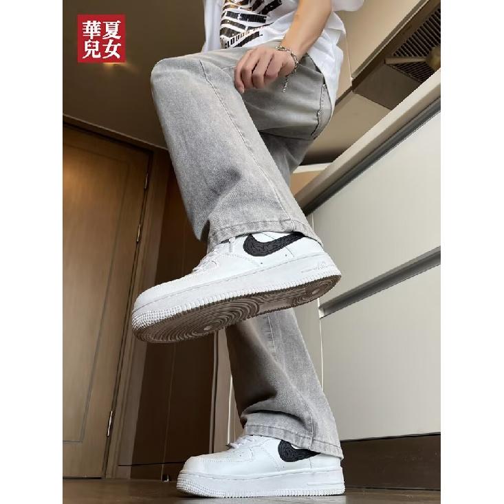 American Washed Denim Jeans Men'S Autumn New Loose Straight Leg Mop Pants High Street Wide Leg Casual Denim Pants