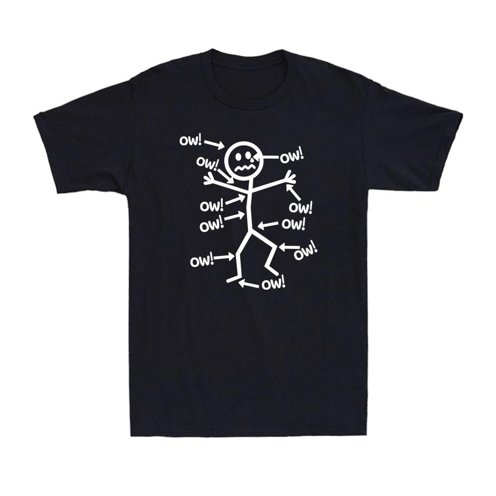 

Streetwear Vintage Meme Ow Character Funny Matchstick T Shirt Womens Unisex Cotton Tee Casual Summer Oversized Loose Short Sleeve S