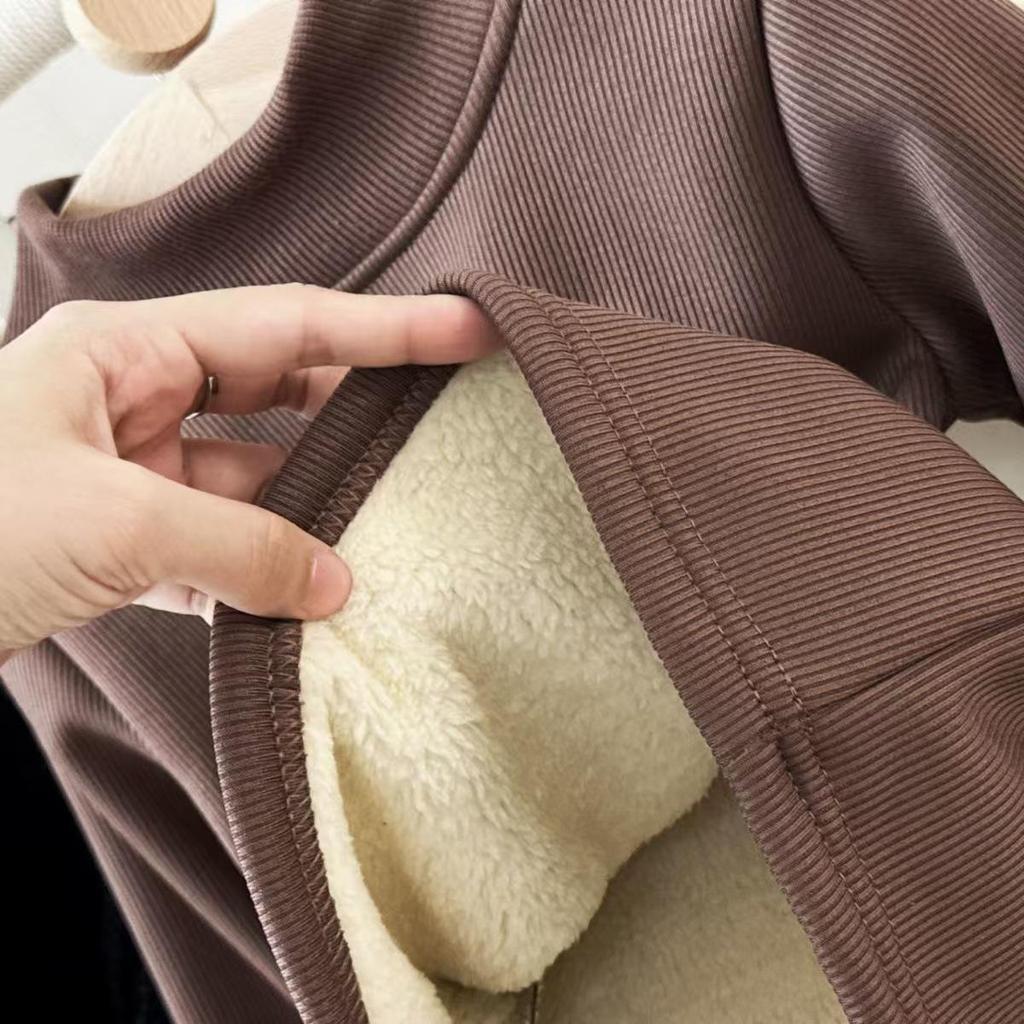 2024 Kids' Winter Thick Half-High Neck Velvet Base Layer T-Shirt - Korean Style