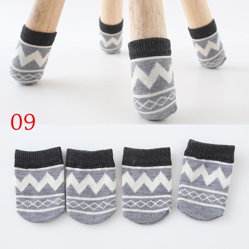 4Pcs Cartoon Chair Leg Knitting Socks Protectors Table Leg Foot Non-Slip Colorful