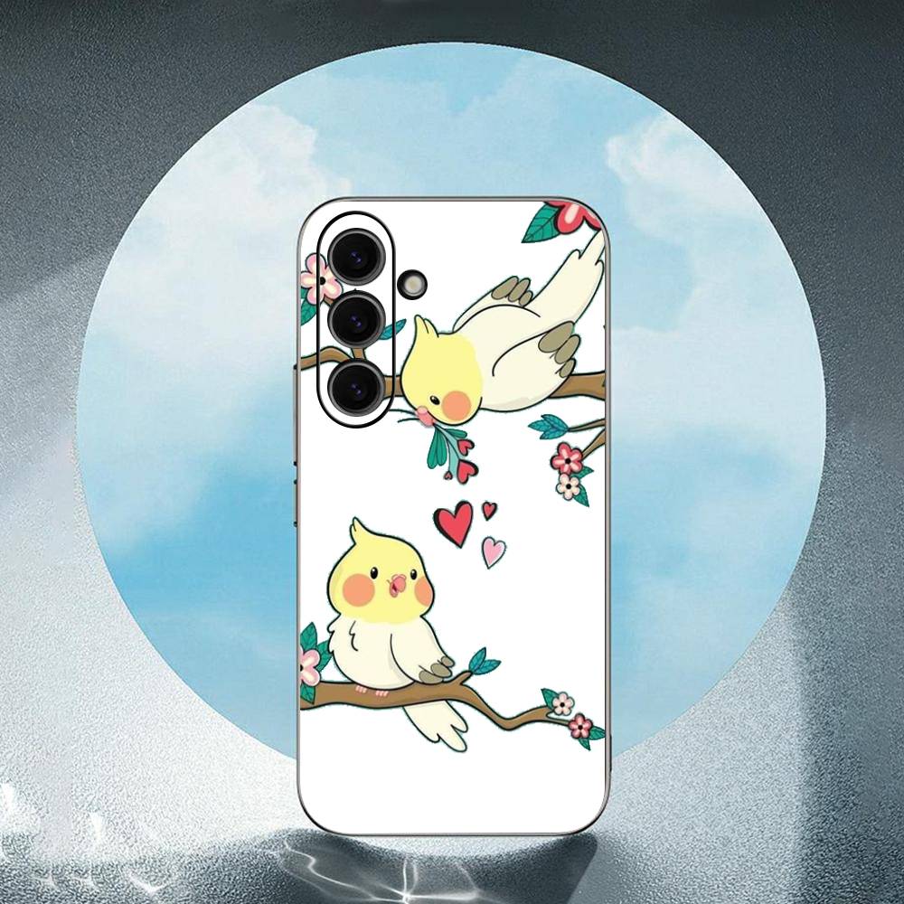 Cartoon Parrot Luxury Black Phone Case For Samsung Galaxy S23 S24 S25 Ultra S22 Plus S21