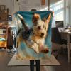 Koc flanelowy ze wzorem Yorkshire Terrier, Wysoka jakość, Komfortowy na wszystkie pory roku, Wystrój domu, Ciepło i komfort, Idealny na prezenty.