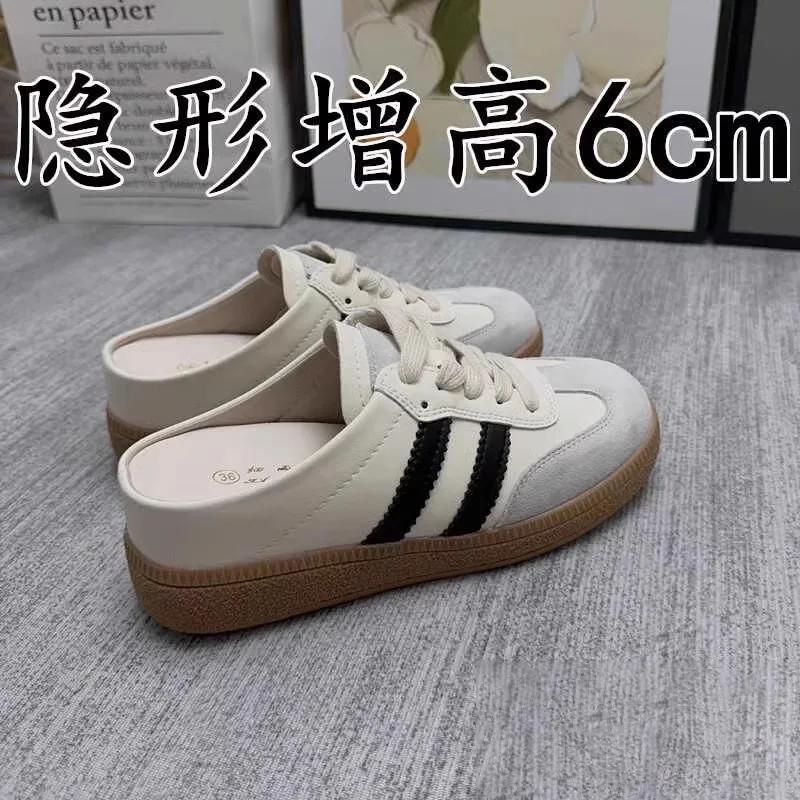 Women's Mules Lace-up Decoration 6cm Internal Height Round Toe Women's Slippers Leisure Light Lazy People Zapatillas De Mujer