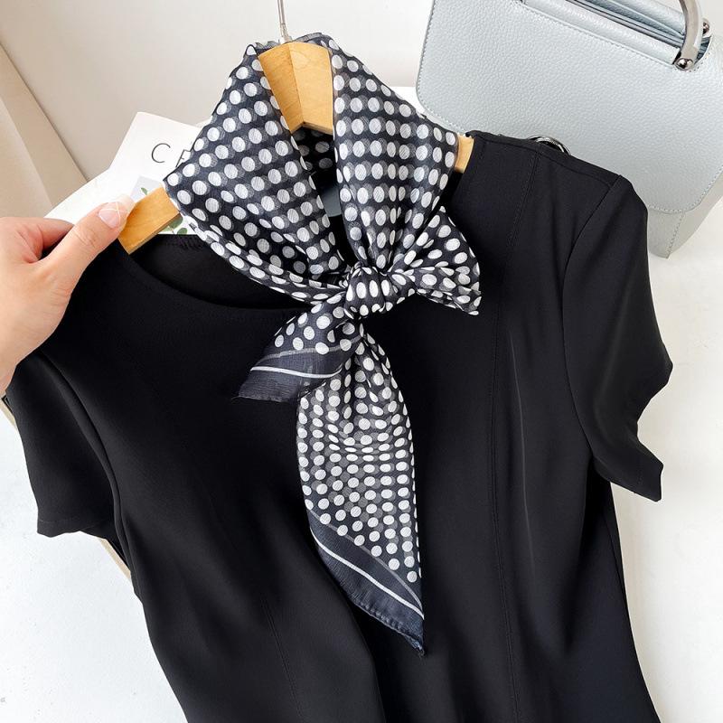 Korean Decorative Scarf Scarf Summer Scarf Square Scarf High-end Thin Style Xiliya Printed Square Scarf Tied Hair Strap