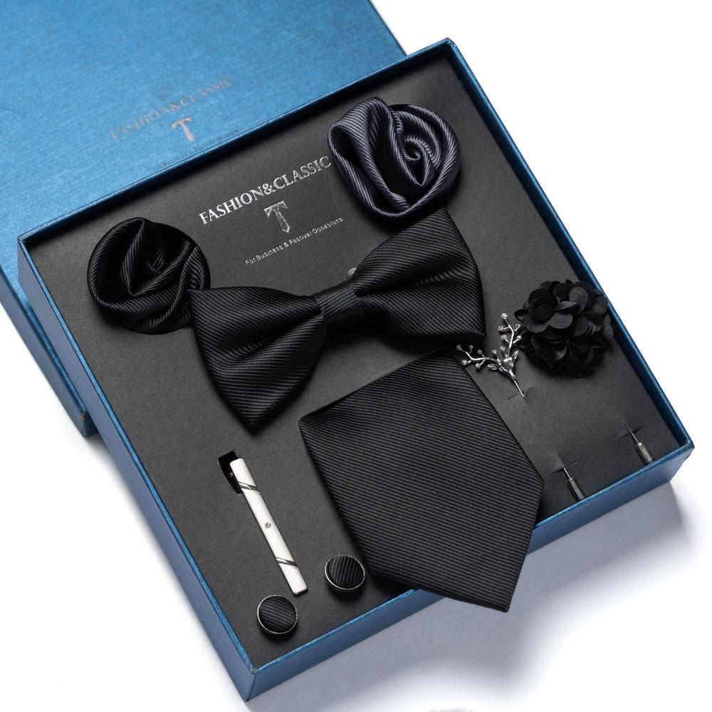 8-Piece Men's High-Grade Tie Set with Gift Box for Weddings and Formal Events