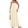 Women's Spring And Summer Casual Fashion Adjustable Suspender Solid Color Long Dress