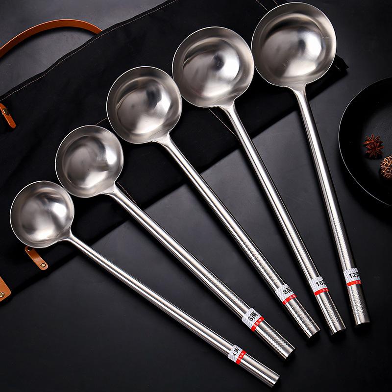 Spatel i rustfritt stål, Kokespatel, Kokkeskje, Helt stål Fortykket og Forlenget Spatel og Skje, Non-stick Pan Fortykket og Non-stick