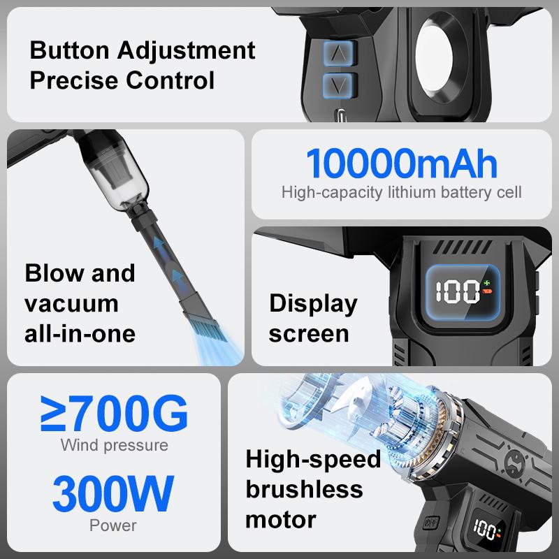 2026 New HFX-05 Powerful Turbo Fan, 700g Shock Pressure Brushless Motor, Portable Vacuum Cleaner, Cordless Compressed Air Dust Collector