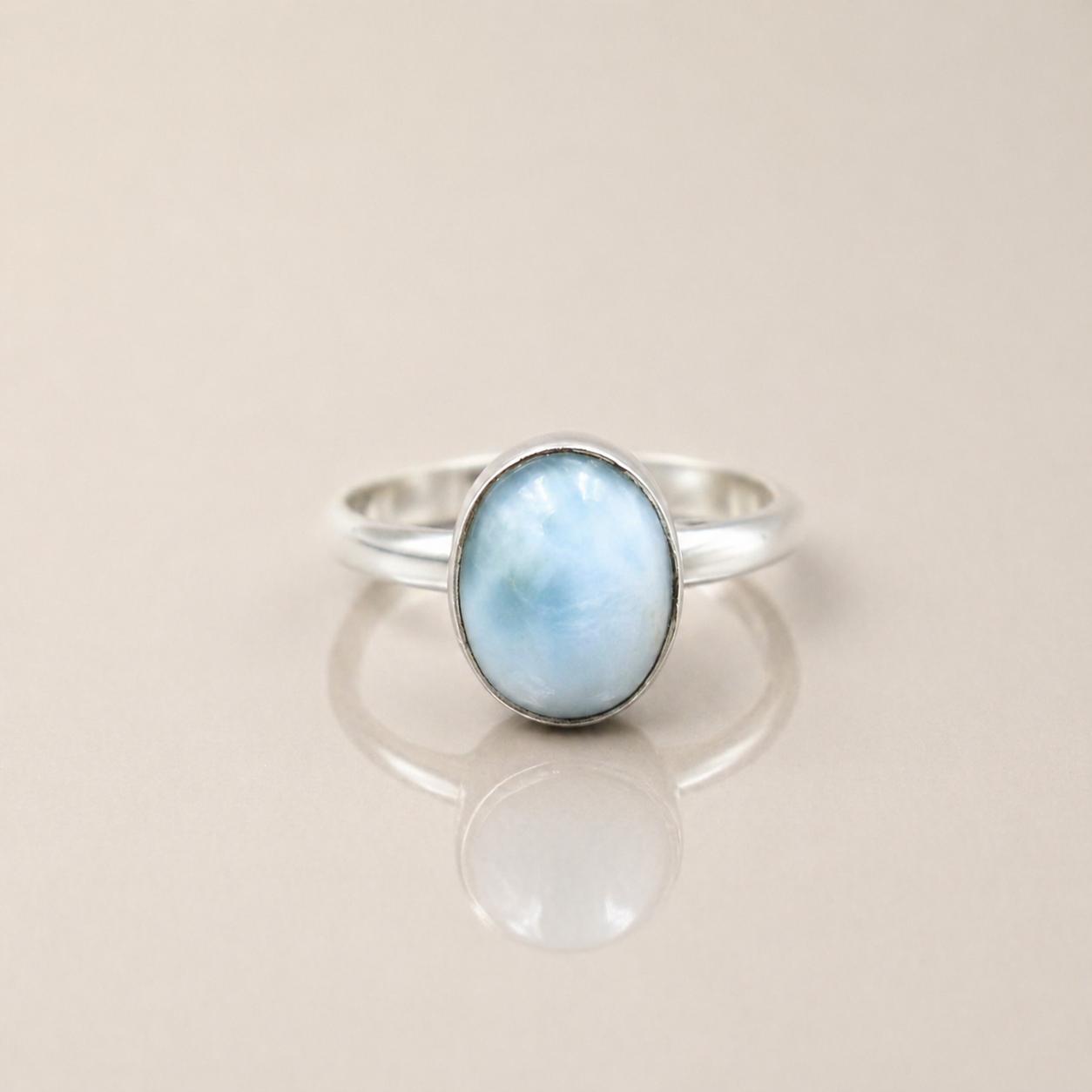 

Larimar Ring 925 Sterling Silver, Natural Blue Stone Ring, Handmade Minimalist Jewelry, Ocean Inspired Gemstone Ring 4 серебряный