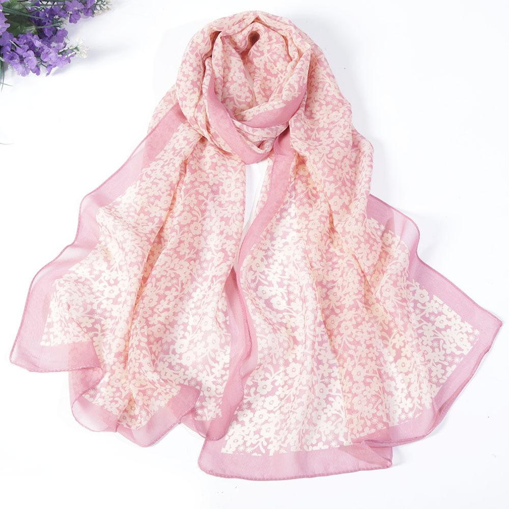 Fashion Chiffon Scarf Floral Long Soft Silky Georgette Shawl Beach Kerchief Scarves Female Foulard  Head Raps Scarf For Women