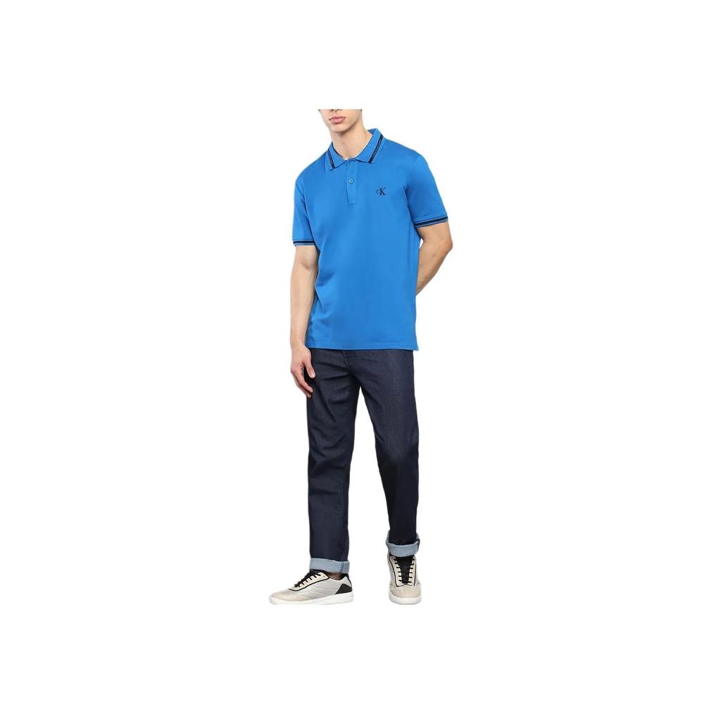 Calvin Klein Comfortable Minimalist Letter Print Short Sleeve Polo Shirt Men Tops Blue J323200-C3B