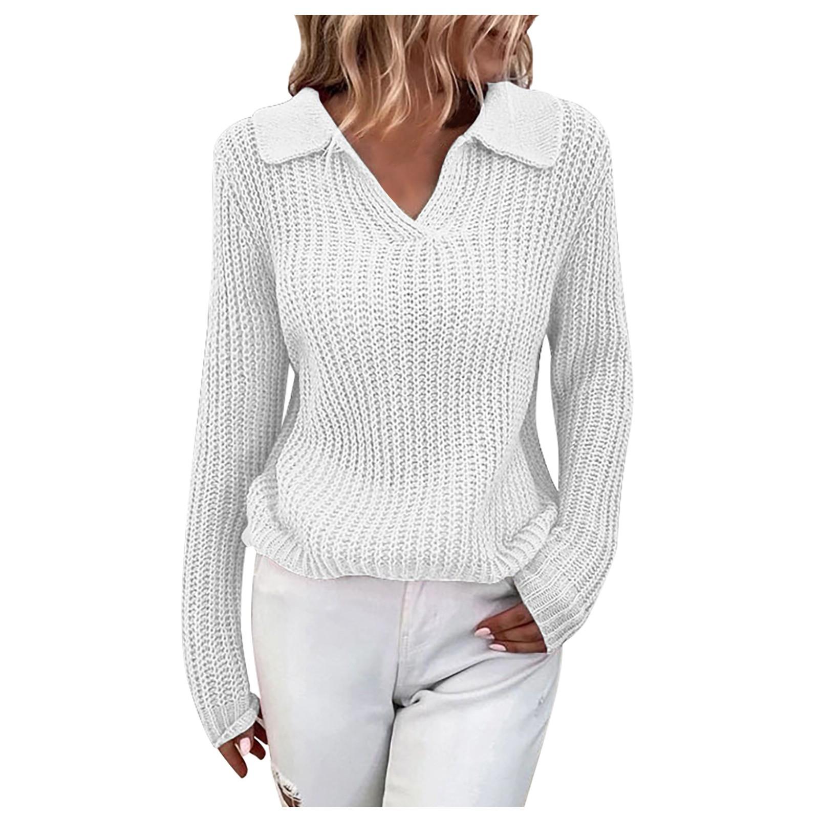 

Женский повседневный свитер с V-образным вырезом и длинными рукавами XXL белый