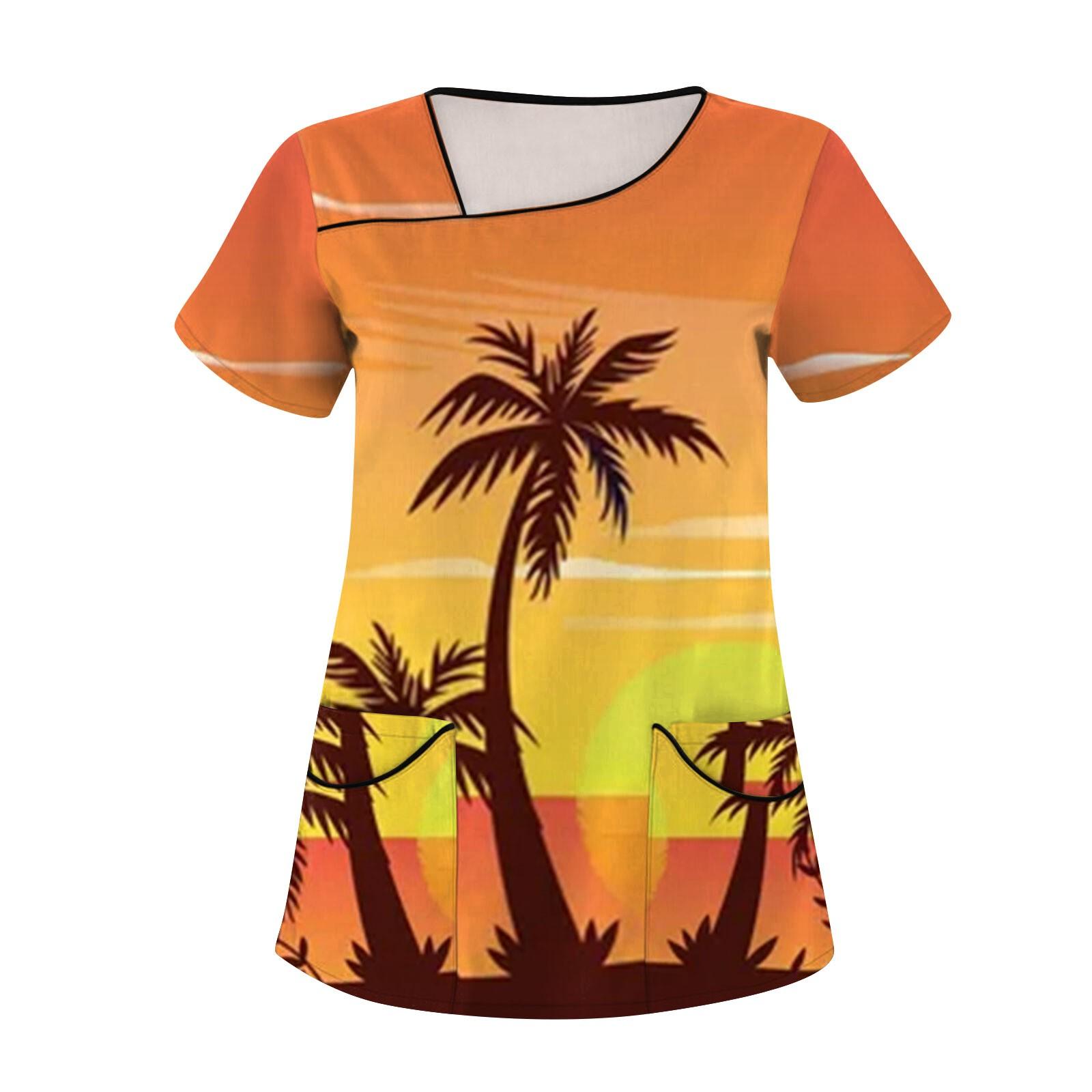 

Жіночі модні гавайські комбінезони з короткими рукавами та кишенями, верхня форма XL жовтий