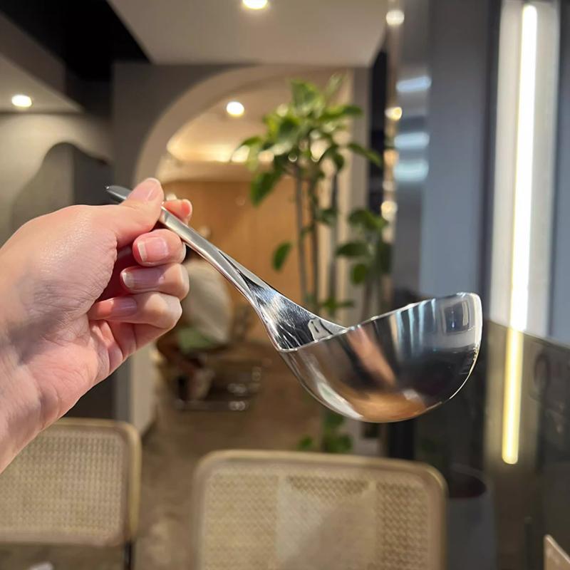 2/5 st Förtjockad Rostfri Stålsked Långt Handtag Rostfritt Stål Hot Pot Skopor Köksredskap Ris Sked Kök