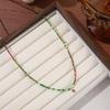 Colorful Retro Dopamine Rice Bead Necklace with Natural Stones and Thin Chain