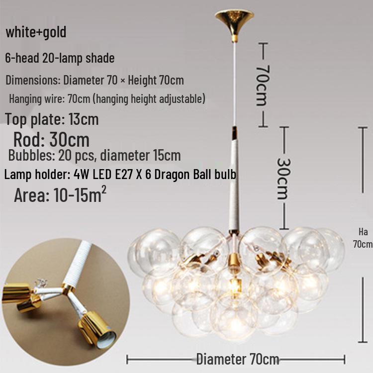 Nordic Romantic Bubble Lamp - Creative Glass Pendant for Children's Room, Living Room, or Restaurant.
