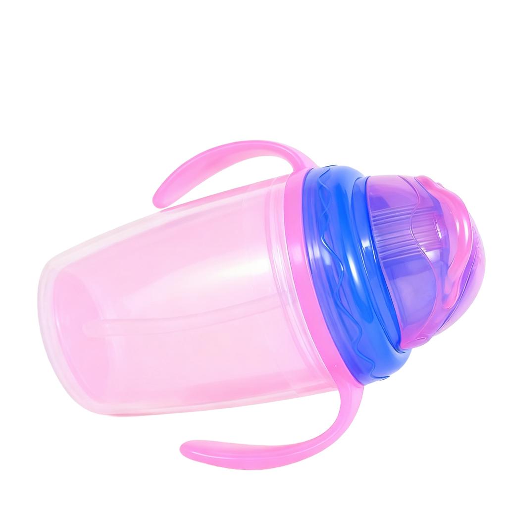 Colorful 230ml Newborn Bottle Baby Straw Cup Infant Drinking Bottle with Double Handles (Pink)