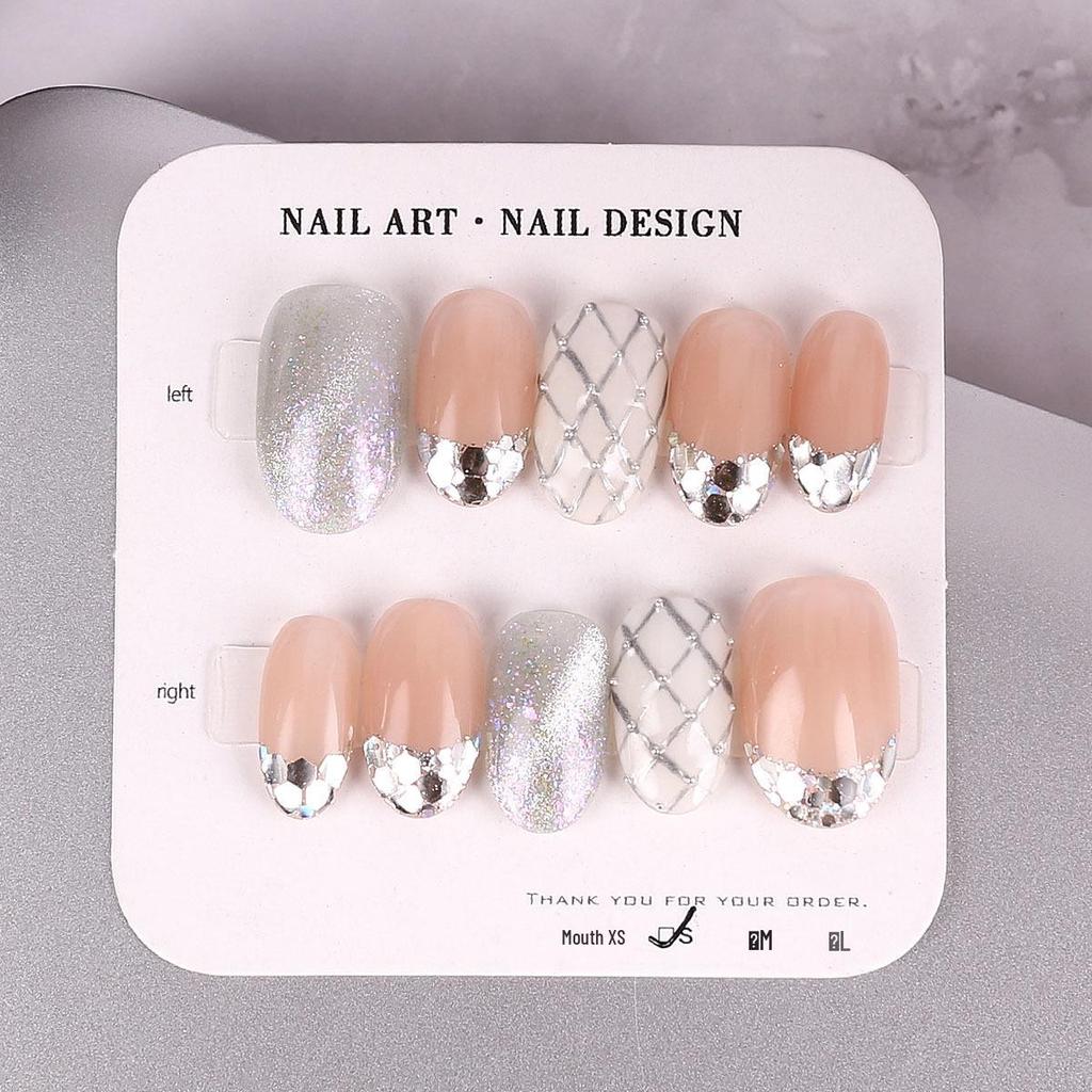 Handmade High-End Short Press-On Nails - Simple & Removable Art Collection