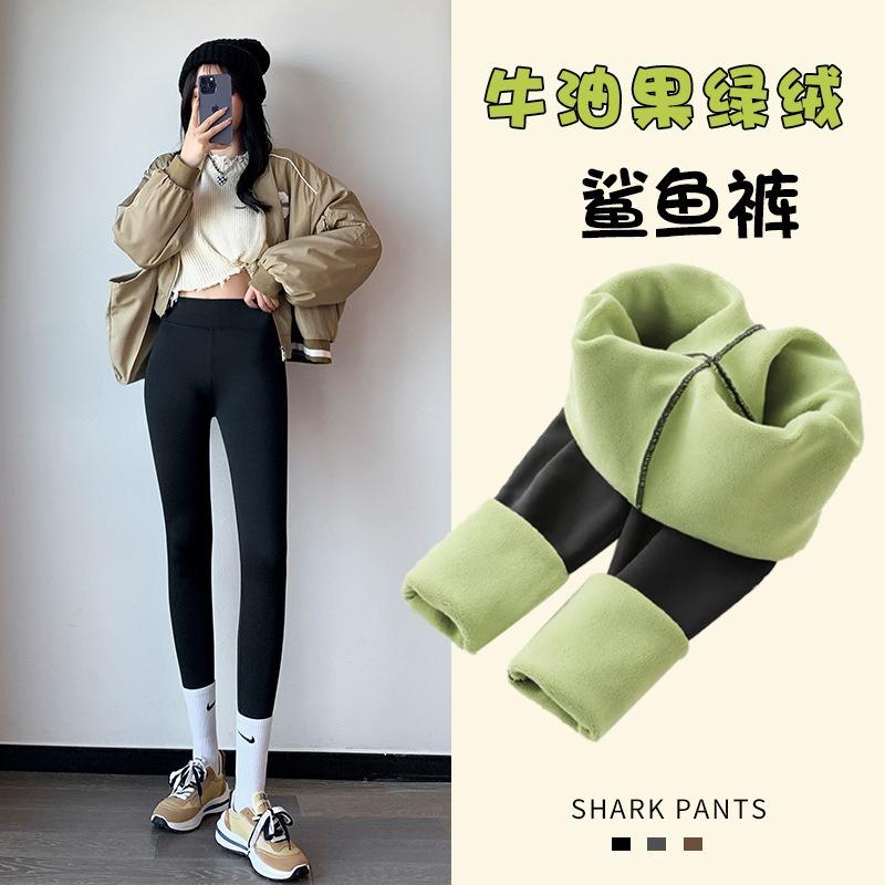 Extra thick cloud velvet shark pants leggings women's outer wear winter velvet thickened Barbie pants elastic and thin yoga pants