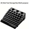 85 Hole Drill Bit Holder Storage Box Workbench Screwdriver Drill Bit Holder Storage Box Suitable for Home Workshop Factory Black