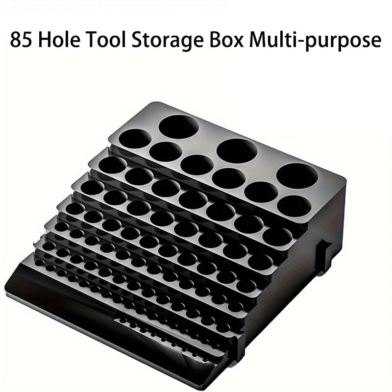 85 Hole Drill Bit Holder Storage Box Workbench Screwdriver Drill Bit Holder Storage Box Suitable for Home Workshop Factory Black