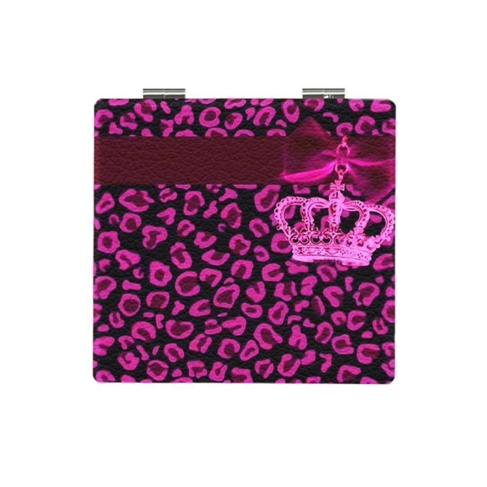 Portable Leopard Print Makeup Mirror Double-Sided Square Pocket Mirror Mini Retro Cosmetics Mirror