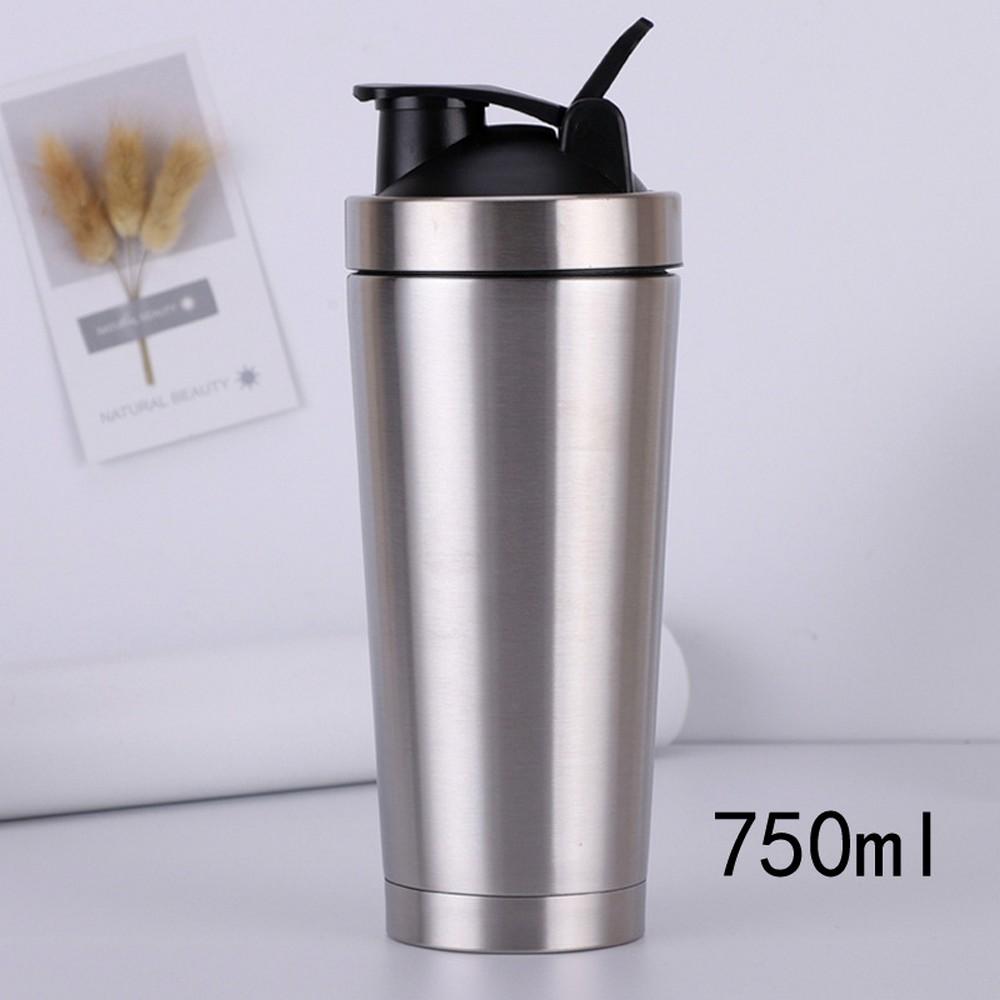 Drinkware Water Bottles Stainless Steel Shaker Bottle Leak Proof Protein Mixing Healthy Metal Shaker Cup With Shaking Ball 750ml