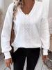 Autumn Women's V-Neck Knit Sweater - European & American Style, Versatile Long-Sleeve Solid Color Top.