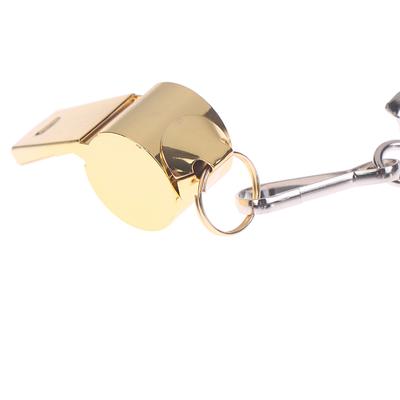 Apito de corda de aço inoxidável dourado para pendurar no pescoço, apito salva-vidas para áreas externas