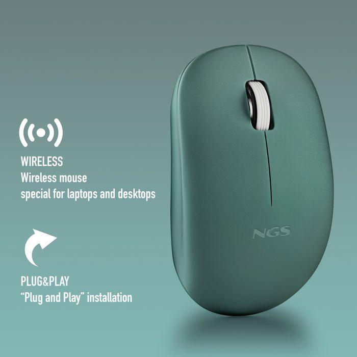 Souris Optique Sans Fil - NGS - FOG PRO GREEN - 1000 DPI - Boutons Silencieux - Couleur Verte