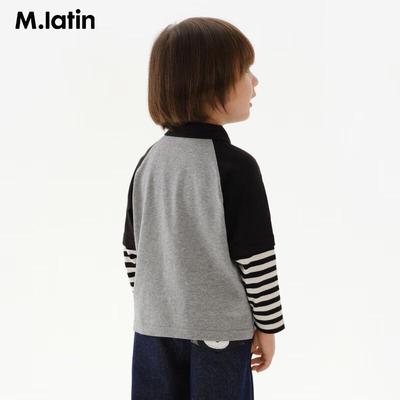 M.Latin Boys' Faux Two-Piece Polo Long Sleeve T-Shirt