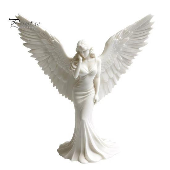 Guardian Angel Decor 3D Printed Elegant Figurine with Large Wings, Decorative Statue, Delicate Pleat Curve Statue Art Crafts Decoration for Home Shelf