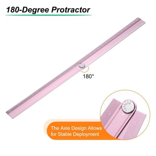 uxcell 30cm Folding Straight Ruler, Metric Aluminum Alloy Protractor, Foldable Angle Ruler, Geometry Measuring Tool for Architects, Artists, and Offic