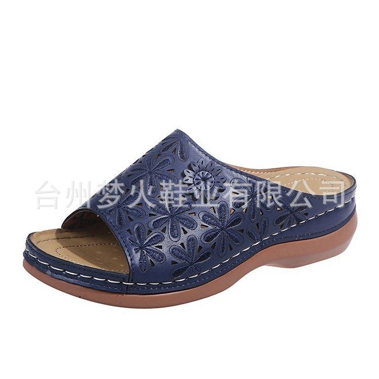 Slippers slope heel new fish mouth hollow flower sandals