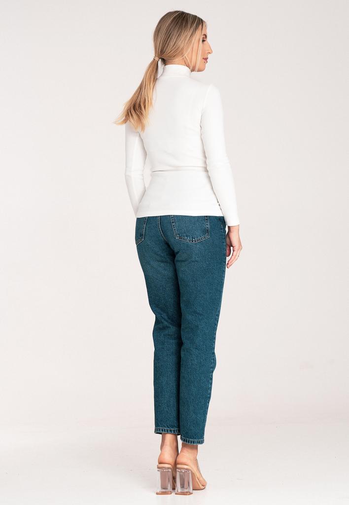 Fitted High-Neck Blouse - Thin Women's High Neck - M1058 Ecru Size S