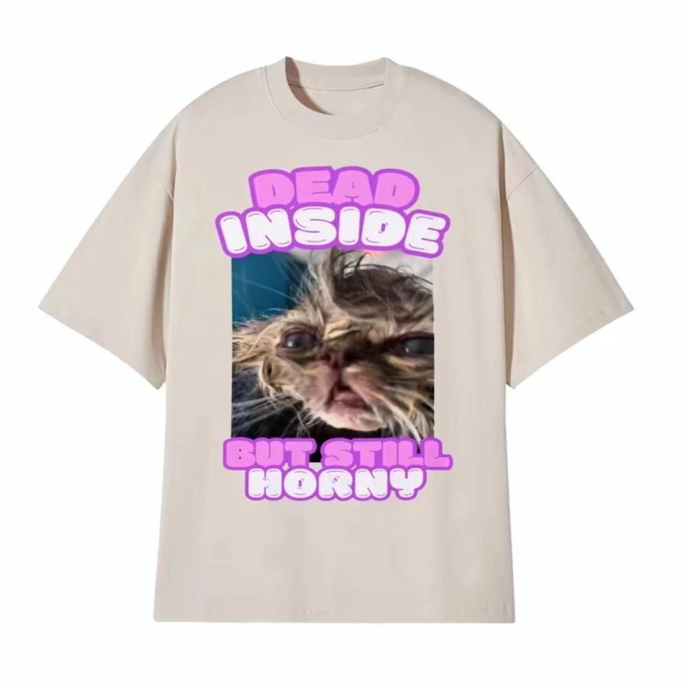 A Funny Cat Emoji Tshirt with A Dead Heart But Still Thirsty Featuring A Retro Style and Fashionable Cute DesignPersonality