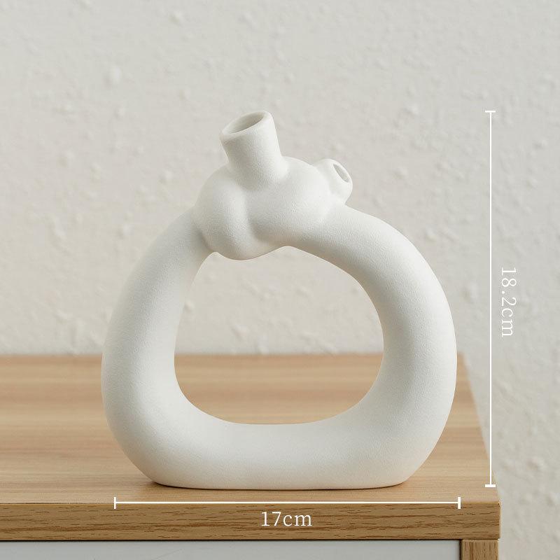 Nordic Cream Style Ceramic Vase - Unique Shape for High-Grade Home Decor