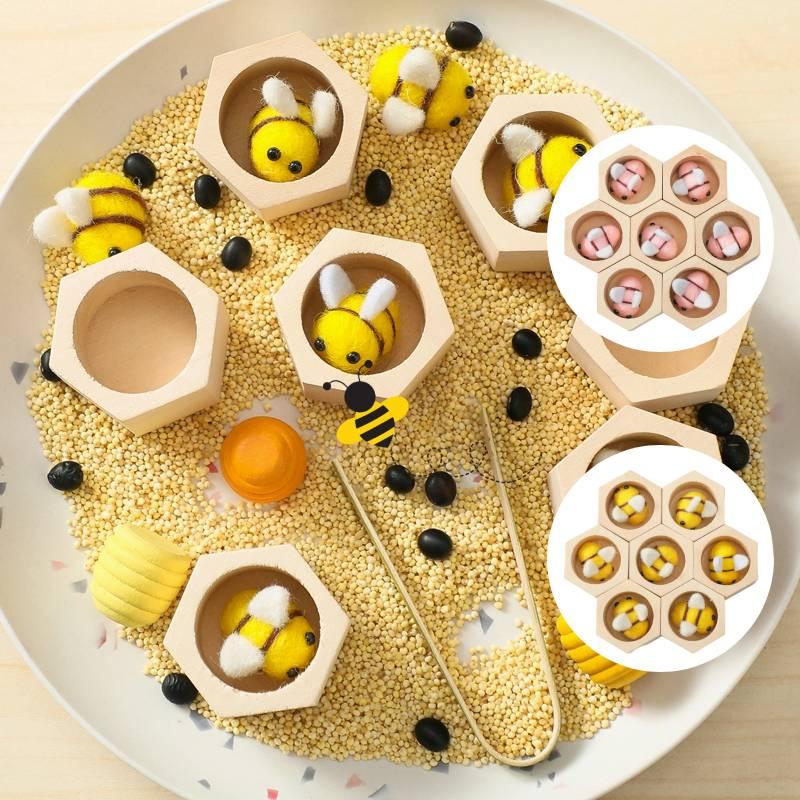 Montessori Wooden Beehive Clip Toy For Children Hand-eye Coordination, Color Recognition And Counting Skills Training
