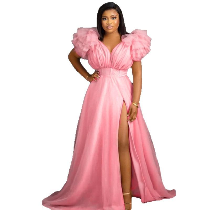 European & American Plus Size Mesh Hem Dress