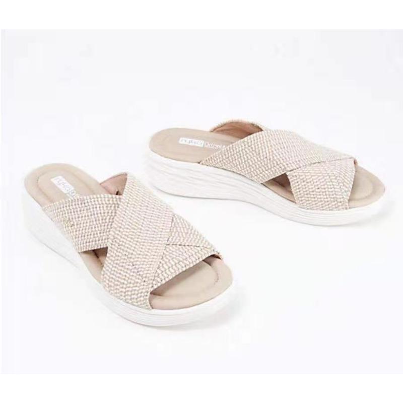 

fashion Women Summer Slippers Casual Ladies Sandals Platform Non-slip Female Shoes Soft Wedge Outdoor Women Slippers Dropshipping Shoes 41 бежевий